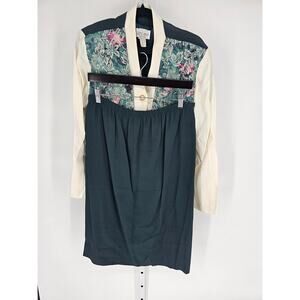 Vintage 1980s Dress Savvy Womens Sz 10 Skirt Suit Set Emerald Green Bold Floral